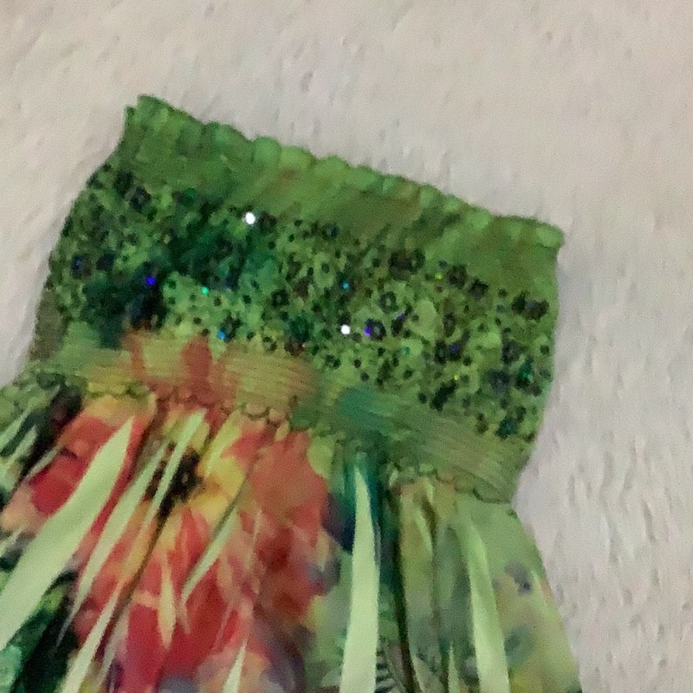 Anthropologie lapis crinkle distressed slinky elastic summer floral dress - Picture 4 of 7